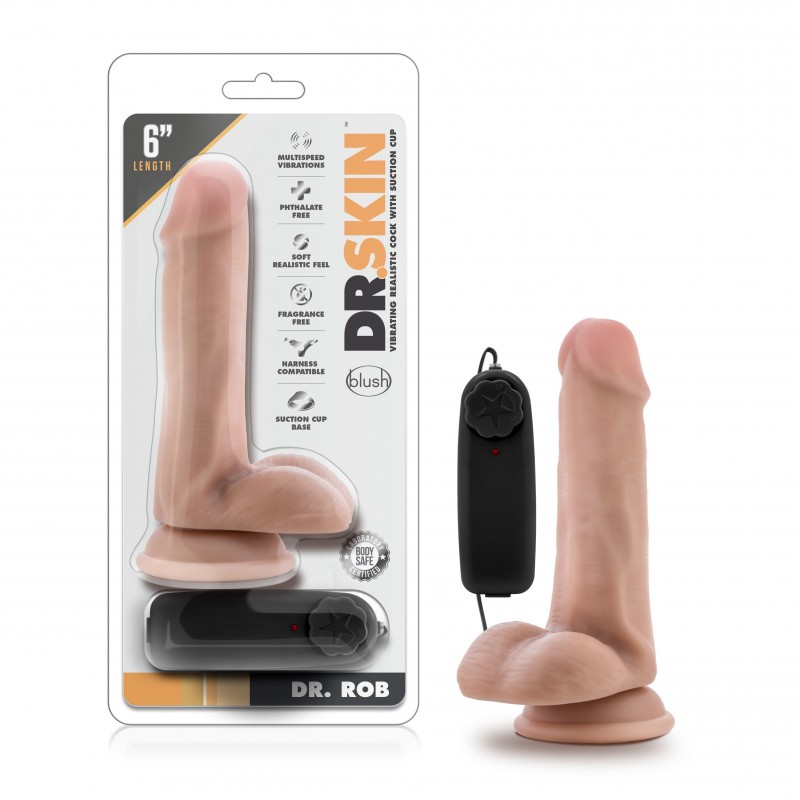 Dr. Skin - Dr. Rob - 6 Inch Vibrating Cock With Suction Cup - Flesh